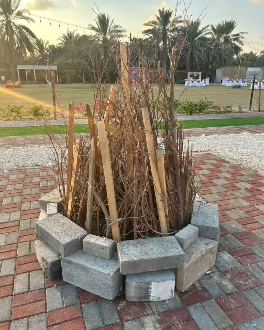 Pooja altar and family prayer seating setup