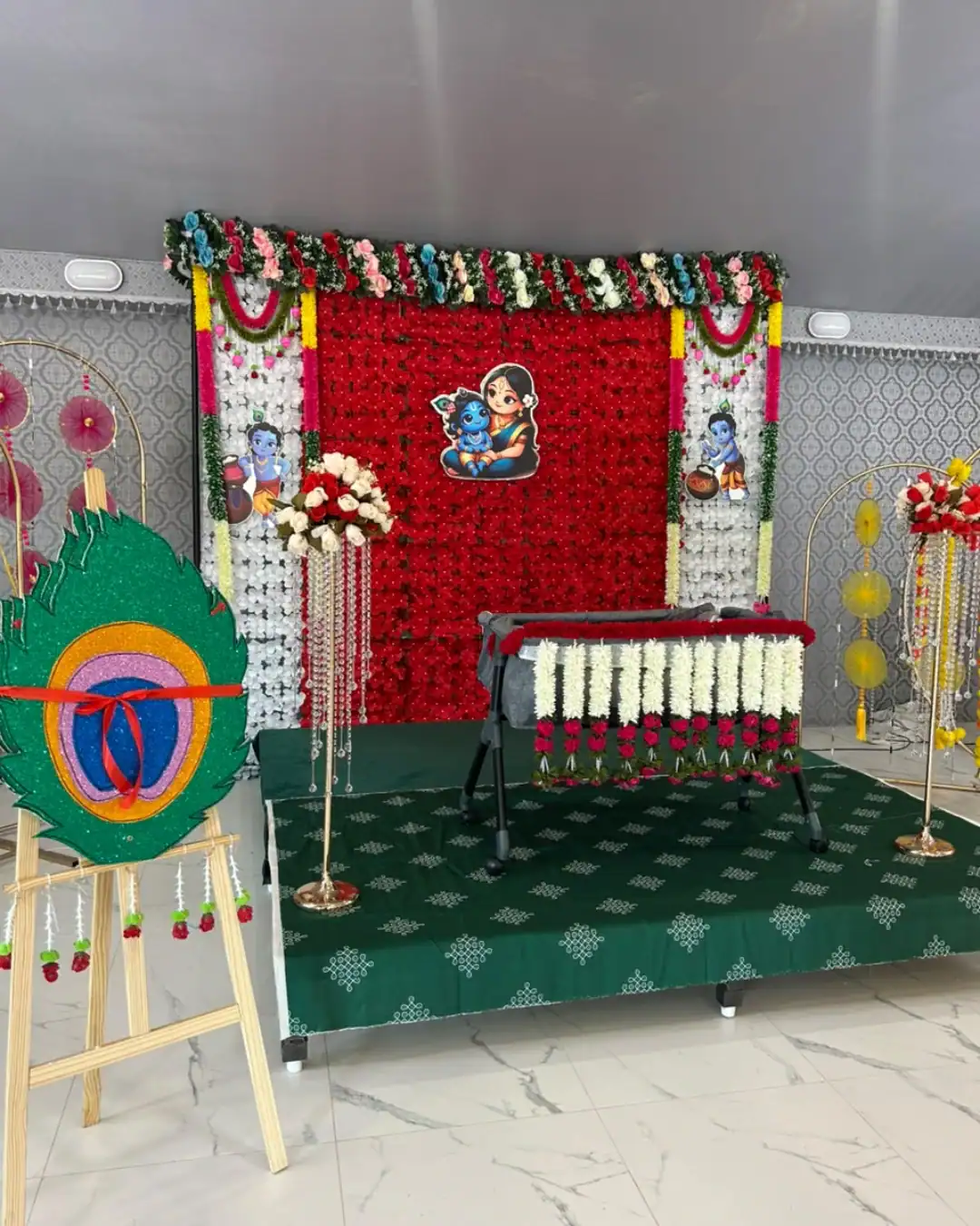 Private Hindu ceremony with traditional decorations